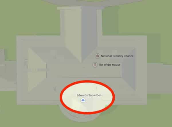 Snowden in the White House, according to Google Maps
