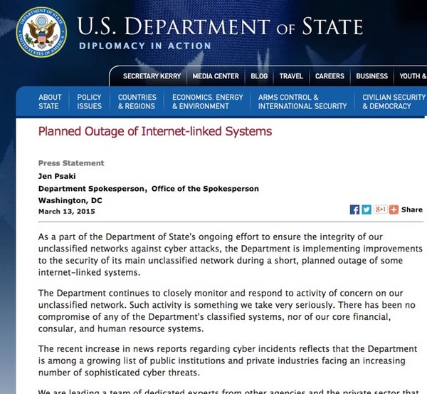 State Department outage