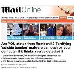 Malware suicide-bombing, as described by the Daily Mail and Weekly World News