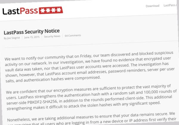 LastPass security notice