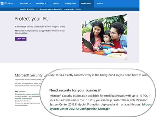 Microsoft security webpage