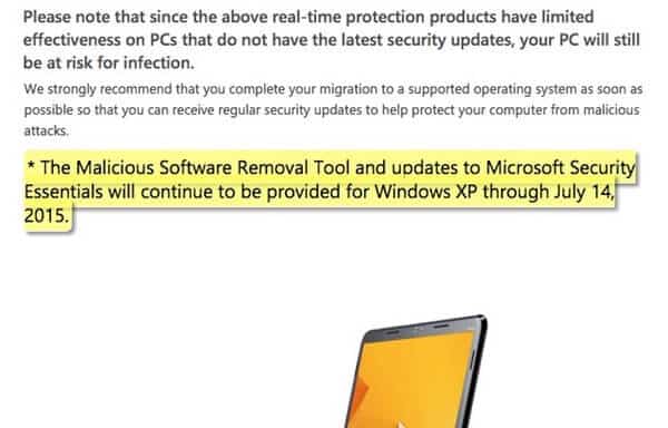 Microsoft Security Essentials on WIndows XP