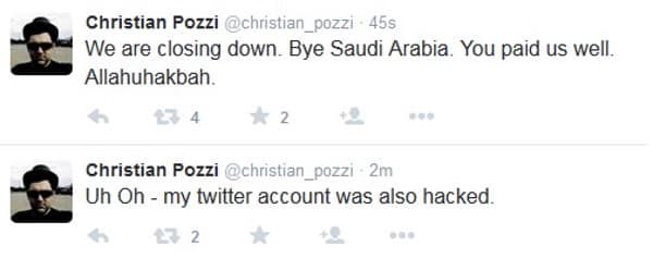 Pozzi Twitter hacked