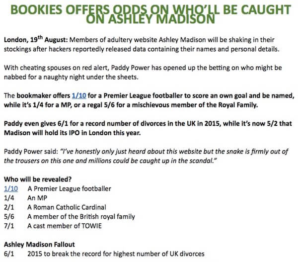 Paddypower press release