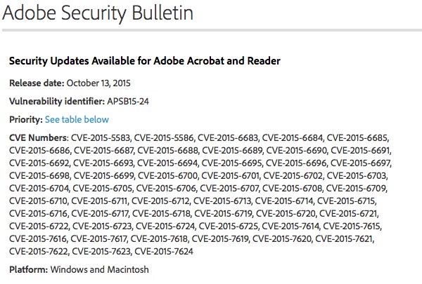 Adobe security bulletin