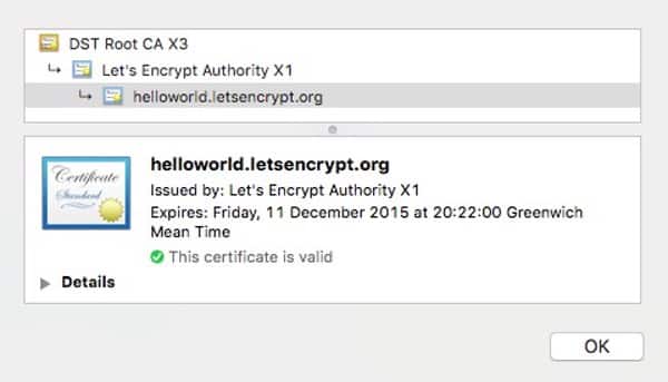 Let's encrypt certificate information