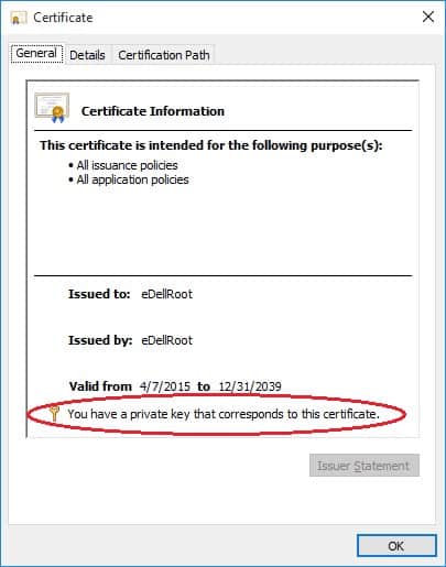 Edelroot certificate key