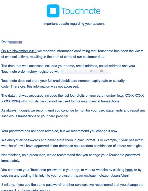 Touchnote email