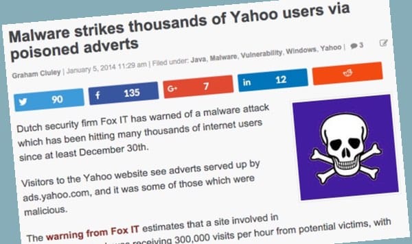 Headline about Yahoo malvertising