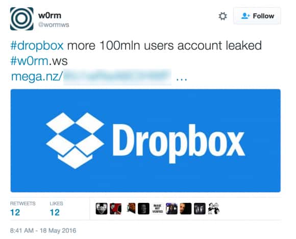 Alleged Dropbox breach