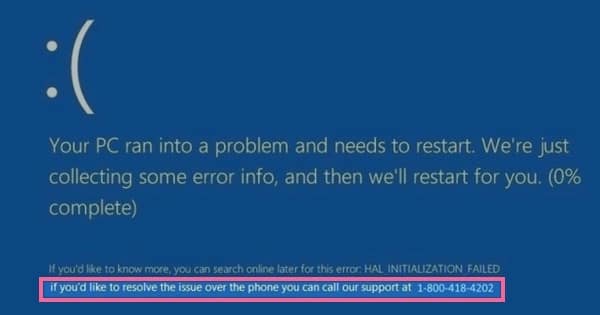 Blue screen of death with a support number? Beware the malware scam