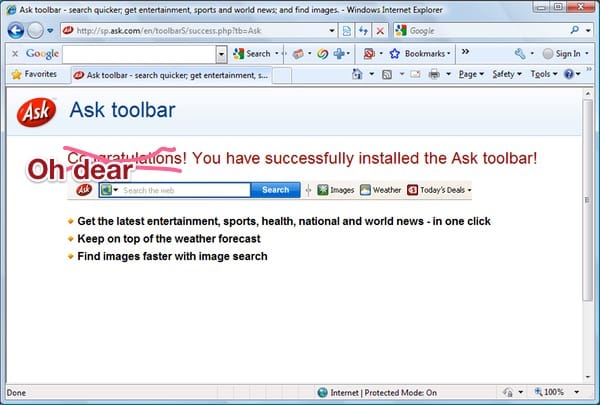 Ask toolbar installation