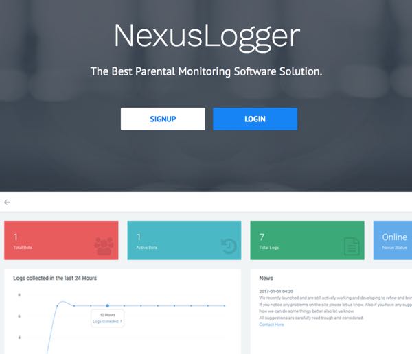 Nexuslogger's login page