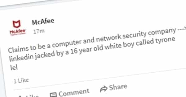 Lessons to learn as McAfee's LinkedIn page hijacked