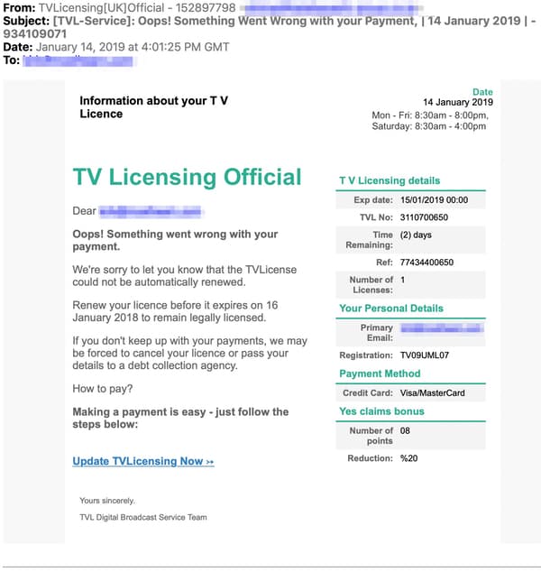 TV license scam