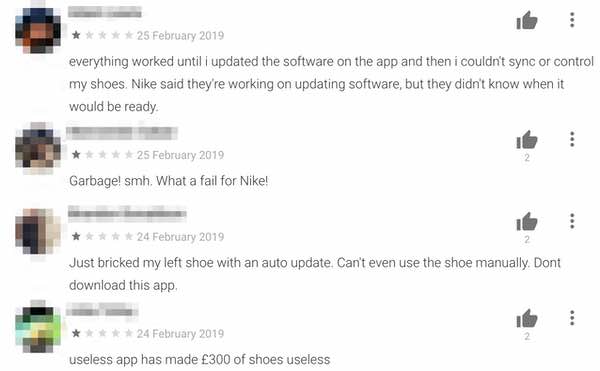 Nike app complaints