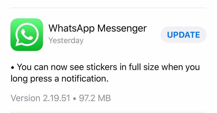 Urgent! Update WhatsApp now to add new sticker support