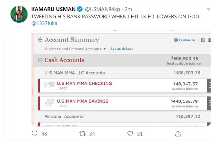 Usman bank account