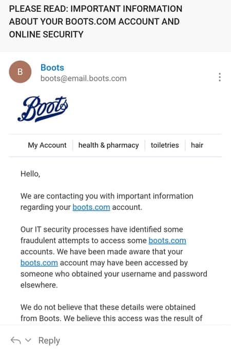 Boots email