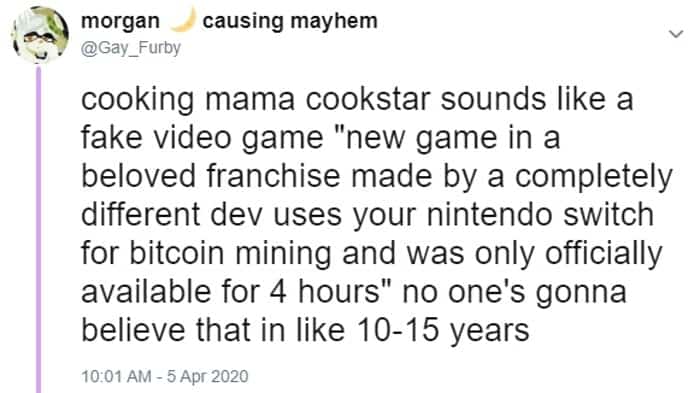 Cooking Mama rumours posted on Twitter