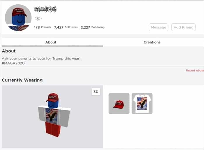 Has your Roblox account been hacked to support Donald Trump