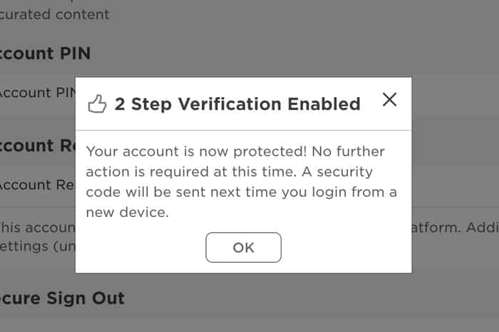 roblox isnt sending out the 2 step verification code