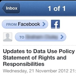 Facebook Data Use Policy email sparks security fear amongst some users