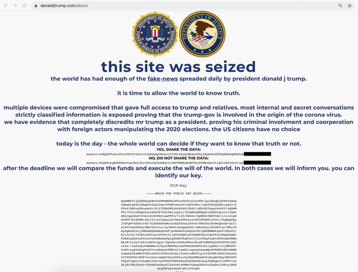 Trump seized website