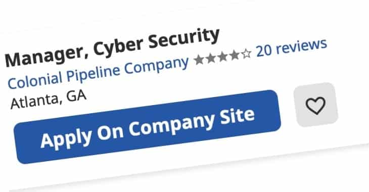 Want to be a cybersecurity manager? Colonial Pipeline is recruiting