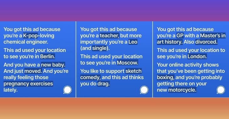 Signal says its Instagram ads were banned for being too honest
