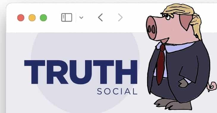 Donald Trump's Truth Social account posts a picture of a pig defecating