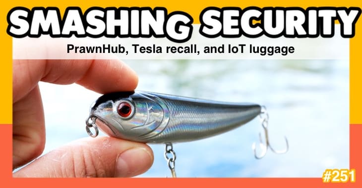 Smashing Security podcast #251: PrawnHub, Tesla recall, and IoT luggage