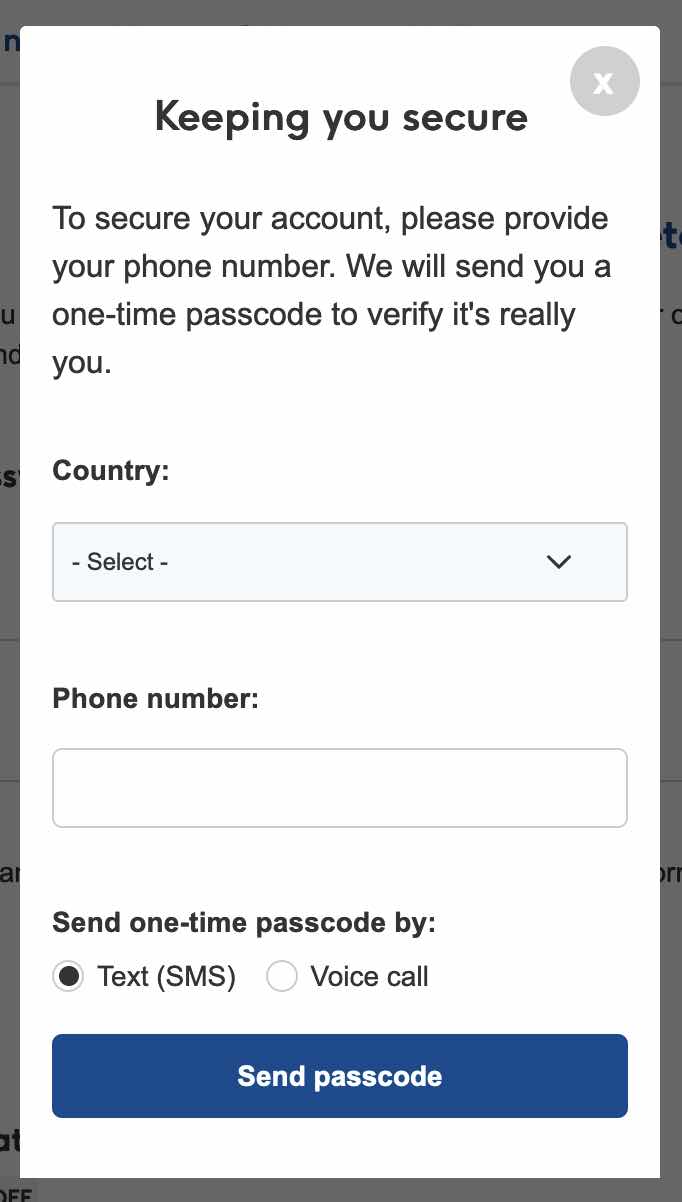 Ability to receive 2FA verification codes via text message on