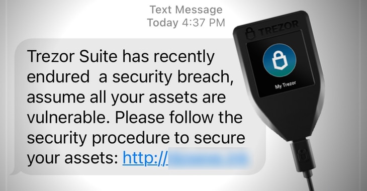 Trezor crypto wallets under attack in SMS phishing campaign