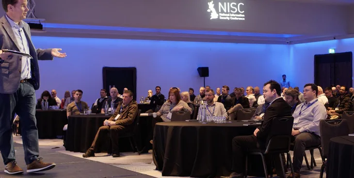 Graham Cluley speaking at event