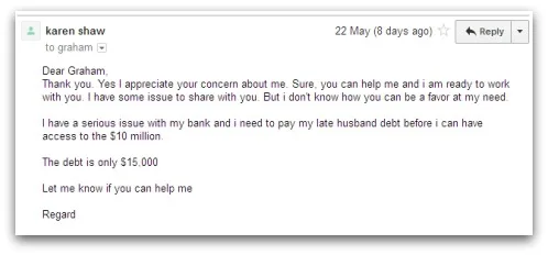 Email from 'Karen Shaw'